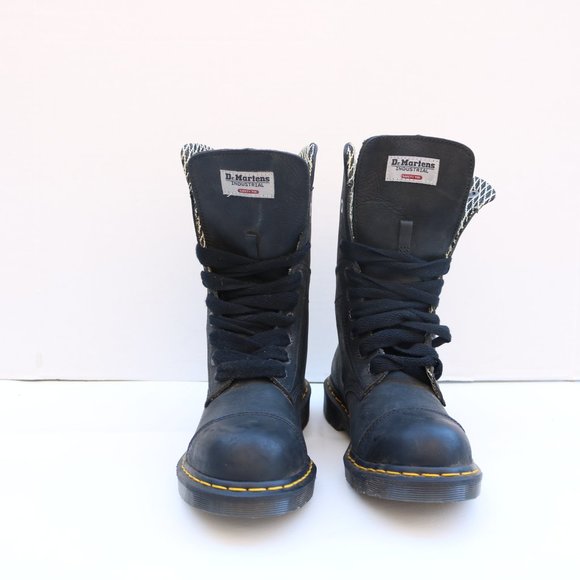 Dr. Martens Black Lace-Up Boots with Yellow Accents - Picture 6 of 10